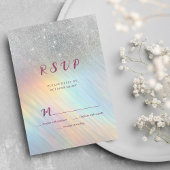 Invitation Holographie arc-en-ciel parties scintillant en arg