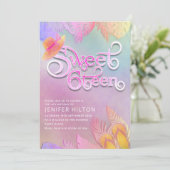 Invitation Holographie cool typographie tropicale douce 16 (Debout devant)