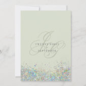 Invitation Holographie menthe argent parties scintillant init (Dos)