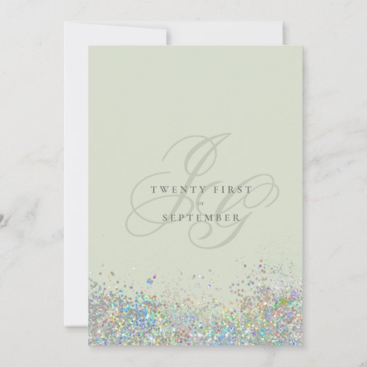 Invitation Holographie menthe argent parties scintillant init (Dos)