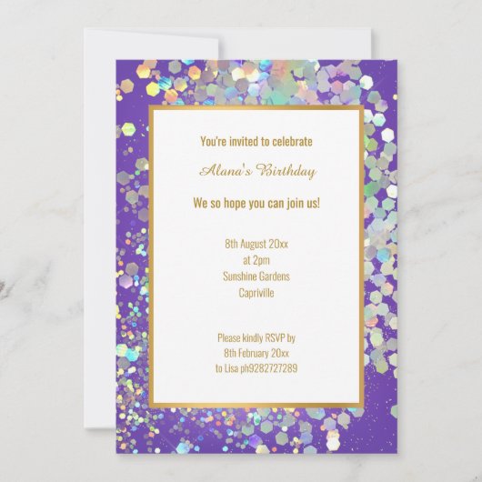 INVITATION HOLOGRAPHIQUE À POINTS CHAUDS CLAIR (Devant)