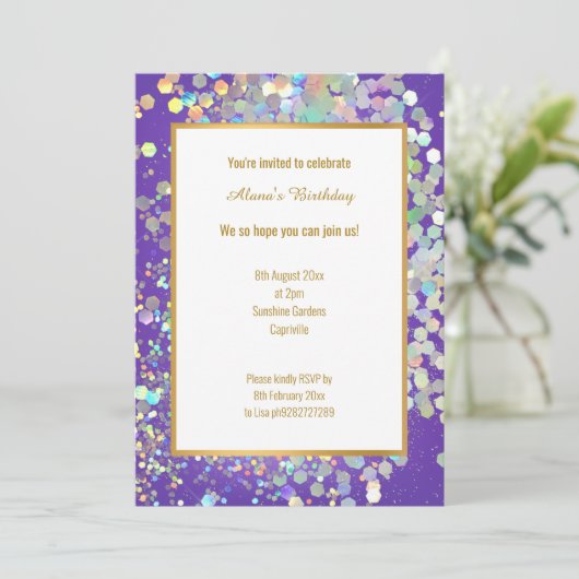 INVITATION HOLOGRAPHIQUE À POINTS CHAUDS CLAIR (Debout devant)