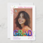Invitation Holographique Ballons Lettering Graduation 2 Photo (Dos)