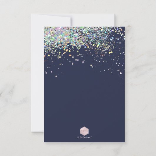 Invitation Holographique Confetti Brunch+Bubbly Champagne ros (Dos)
