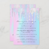 Invitation Holographique gouttes rose Unicorne Douce 16e Sirè (Devant / Derrière)