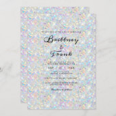 Invitation Holographique Parties scintillant Bleue Moderne Bl (Devant / Derrière)