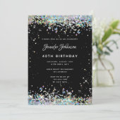 Invitation Holographique Parties scintillant étincelante 40e  (Debout devant)