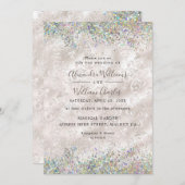 Invitation Holographique Parties scintillant étincelante Mari (Devant / Derrière)