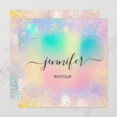 Invitation Holographique Professional Gold Confetti Unicorn (Devant / Derrière)
