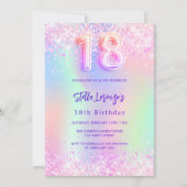 Invitation Holographique rose violet 18e anniversaire (Devant)