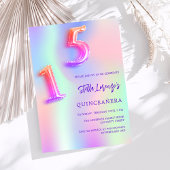 Invitation Holographique rose violet Quinceanera