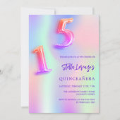Invitation Holographique rose violet Quinceanera (Devant)