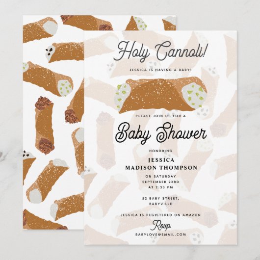 Invitation Holy Cannoli Funny Italian Baby Shower (Devant / Derrière)