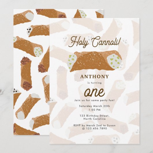 Invitation Holy Cannoli Funny Italian Birthday Party (Devant / Derrière)