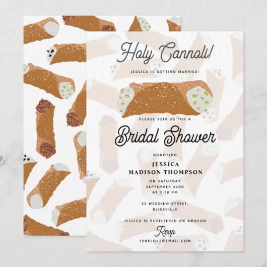 Invitation Holy Cannoli Funny Italian Bridal Shower (Devant / Derrière)