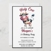 Invitation Holy Cow! 1st Birthday | Animal First Birthday (Devant)