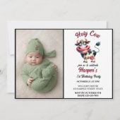 Invitation Holy Cow! 1st Birthday | Animal First Birthday  (Devant)