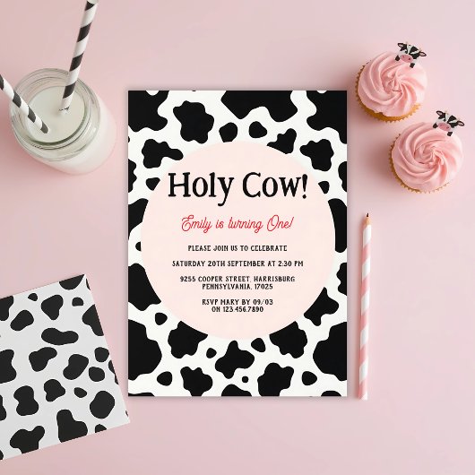 Invitation Holy Cow Bold Cow Imprimer 1er Anniversaire