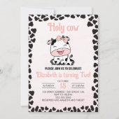 Invitation Holy Cow, Cute cow birthday girl (Devant)