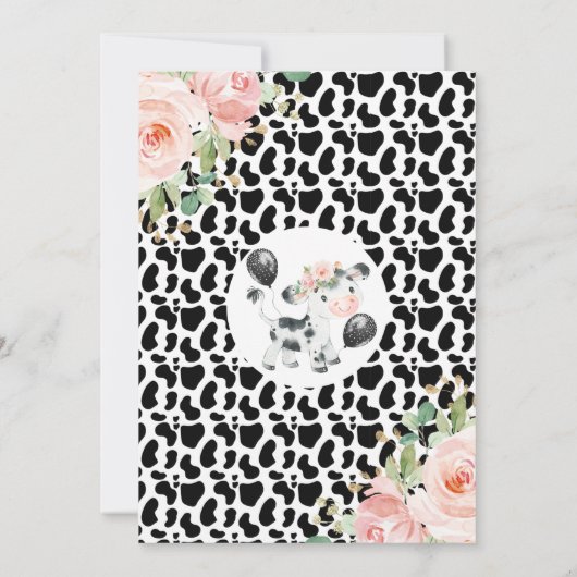 Invitation Holy Cow Floral and Cow Imprimer 2e Invitat d'anni (Dos)
