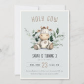 Invitation Holy Cow Foliage Dusky Blue Photo Anniversaire de  (Devant)