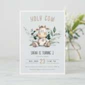 Invitation Holy Cow Foliage Dusky Blue Photo Anniversaire de  (Debout devant)