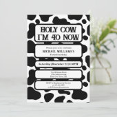 Invitation Holy Cow Funny Black White 40th Birthday (Debout devant)