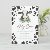 Invitation Holy Cow I'm One Boy Ranch Farm Anniversaire (Debout devant)