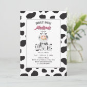 Invitation Holy Cow I'm One Cow Print Farm Photo Anniversaire (Debout devant)