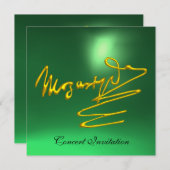 Invitation HOMAGE À MOZART Gold Signature du compositeur Gree (Devant / Derrière)