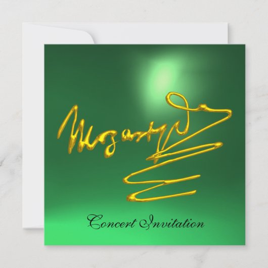 Invitation HOMAGE À MOZART Gold Signature du compositeur Gree (Devant)