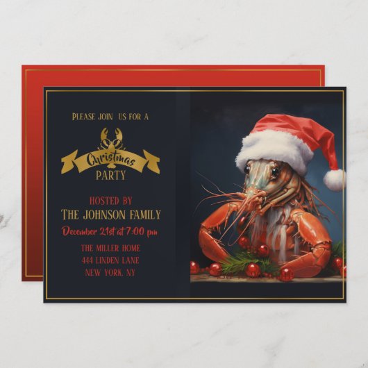 Invitation Homard de Noël (Devant / Derrière)
