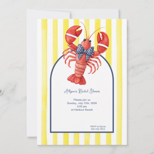 Invitation Homard d'été, rayé jaune (Devant)