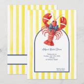 Invitation Homard d'été, rayé jaune (Devant / Derrière)