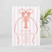 Invitation Homard nautique Bow rose C'est un Baby shower de f (Debout devant)