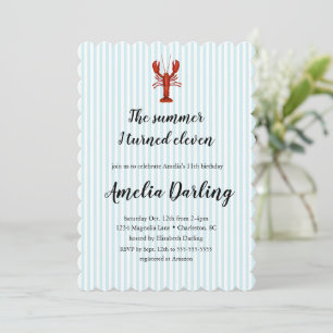 Invitation Homard Prépa Rayure Bleue Été J'ai eu Onze ans