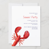Invitation Homard rouge de fête d'été (Devant)