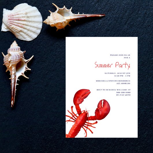 Invitation Homard rouge de fête d'été