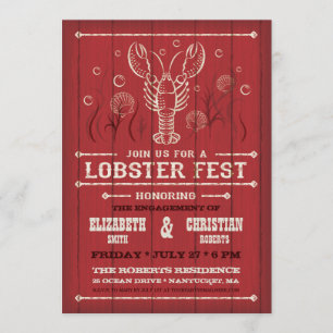 Invitation Homard sur Bois de Grange Rouge