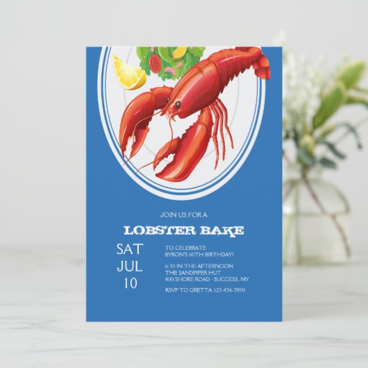 Invitation Homard sur plaque (Debout devant)