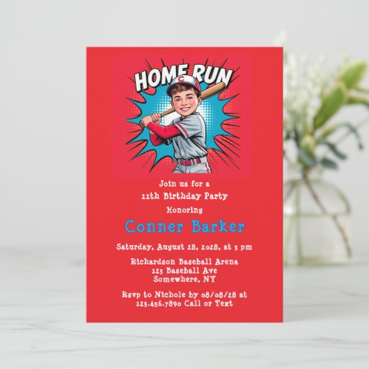 Invitation Home Run Boy Anniversaire Bash (Debout devant)
