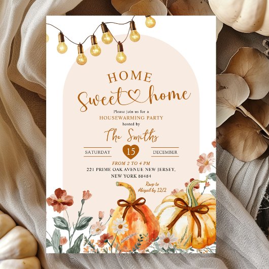 Invitation Home Sweet Home Boho Pumpkin Housewarming Party