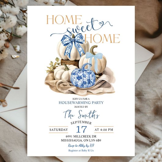 Invitation Home Sweet Home Chinoiserie Citrouille Ménage