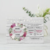 Invitation Home Sweet Home Housechauffe Floral Rustic Invitat (Debout devant)