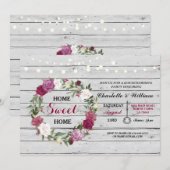 Invitation Home Sweet Home Housechauffe Floral Rustic Invitat (Devant / Derrière)