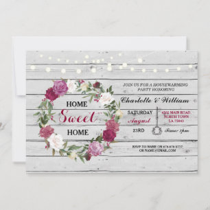 Invitation Home Sweet Home Housechauffe Floral Rustic Invitat