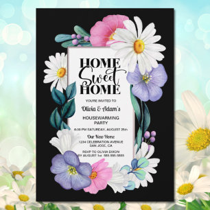 Invitation Home Sweet Home Purple Rose Floral Chauffage ménag