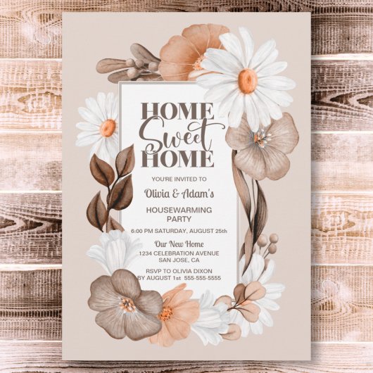 Invitation Home Sweet Home Rustic Fall Floral Houseréchauffer