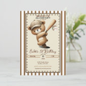Invitation Homerun Hitter Stripe Bear 1er anniversaire (Debout devant)