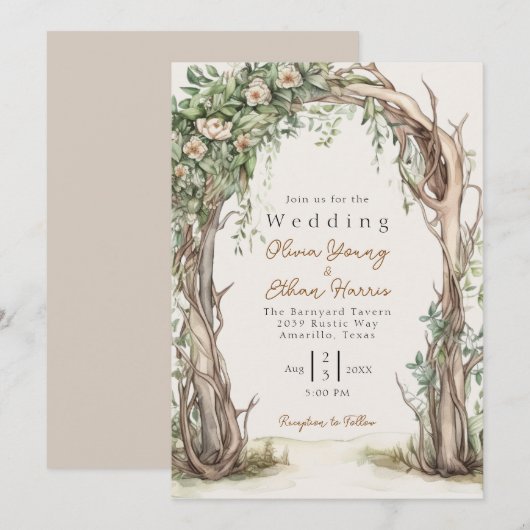 Invitation HOMESPUN - Mariage rustique (Devant / Derrière)